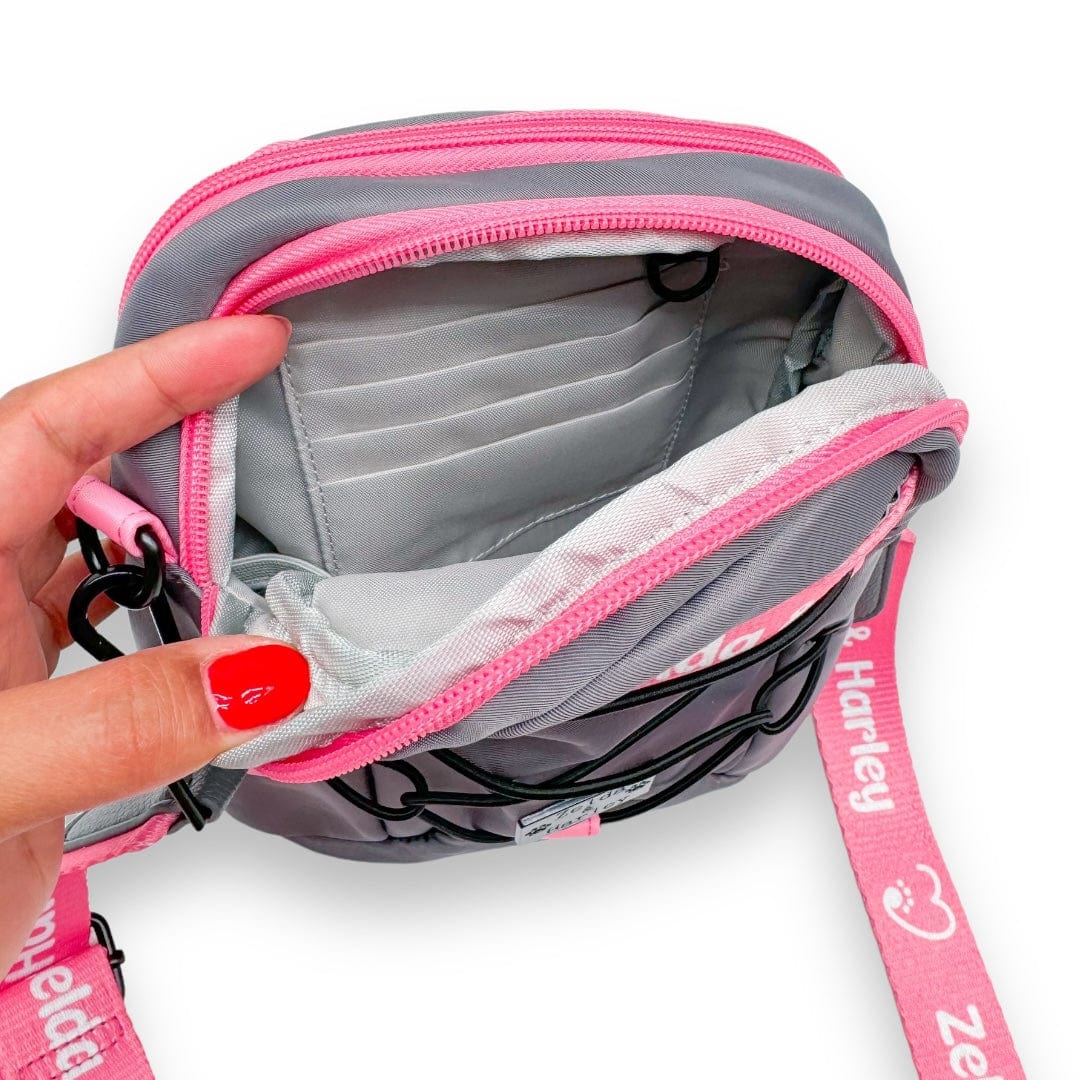 Zelda & Harley Dog Mom Bag - Grey and Pink